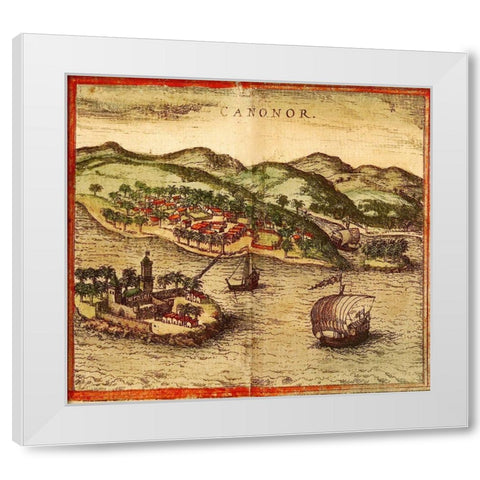Cannanore Kannur India White Modern Wood Framed Art Print by Hogenberg, Braun