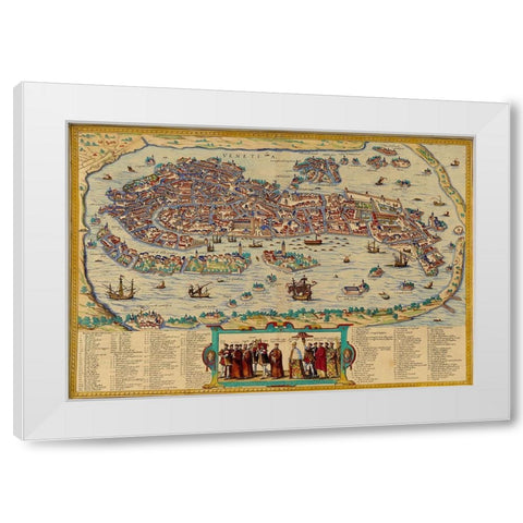 Venice Italy White Modern Wood Framed Art Print by Hogenberg, Braun
