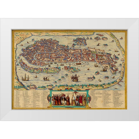 Venice Italy White Modern Wood Framed Art Print by Hogenberg, Braun