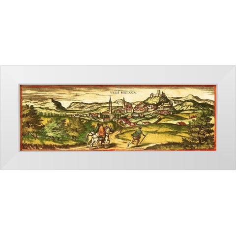 Velez Malaga Spain White Modern Wood Framed Art Print by Hogenberg, Braun