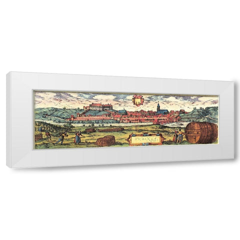 Tubingen White Modern Wood Framed Art Print by Hogenberg, Braun