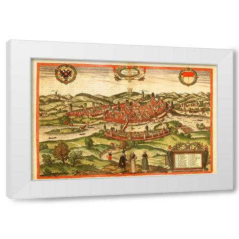 Swabischhall Swabia Germany White Modern Wood Framed Art Print by Hogenberg, Braun