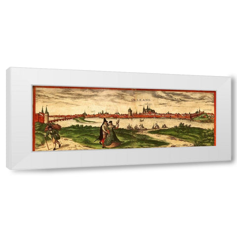 Orleans France White Modern Wood Framed Art Print by Hogenberg, Braun