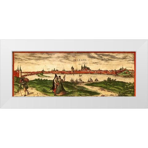 Orleans France White Modern Wood Framed Art Print by Hogenberg, Braun
