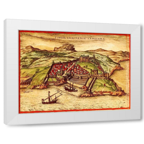 Tangiers Morocco White Modern Wood Framed Art Print by Hogenberg, Braun