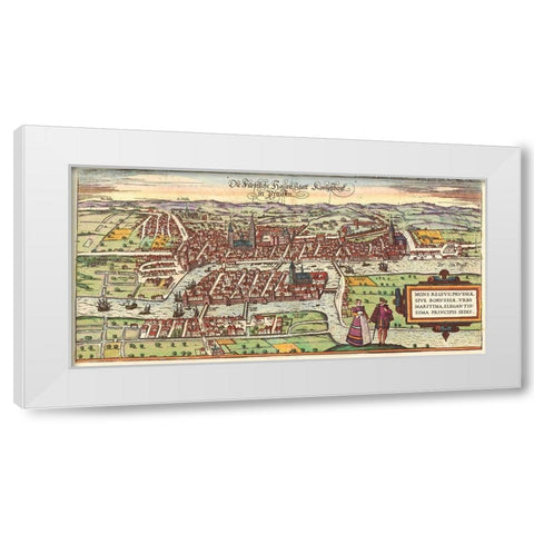 Kaliningrad Russia White Modern Wood Framed Art Print by Hogenberg, Braun