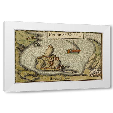 Penon de Velez de la Gomera White Modern Wood Framed Art Print by HONDIUS
