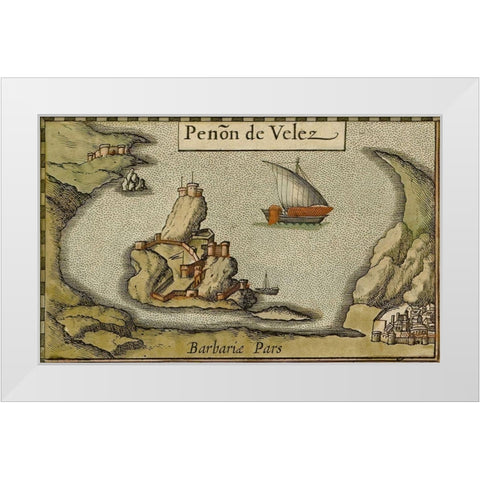 Penon de Velez de la Gomera White Modern Wood Framed Art Print by HONDIUS