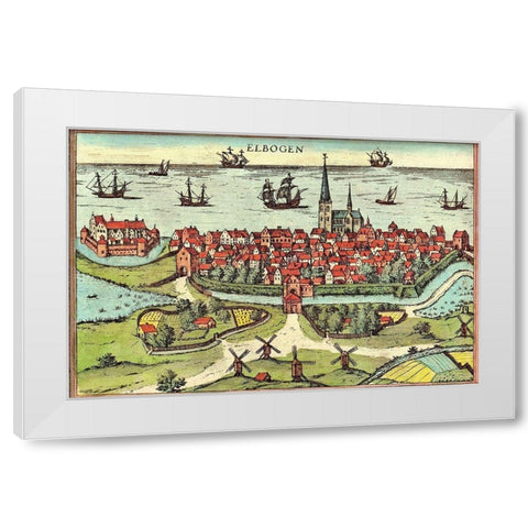 Malmo Sweden White Modern Wood Framed Art Print by Hogenberg, Braun