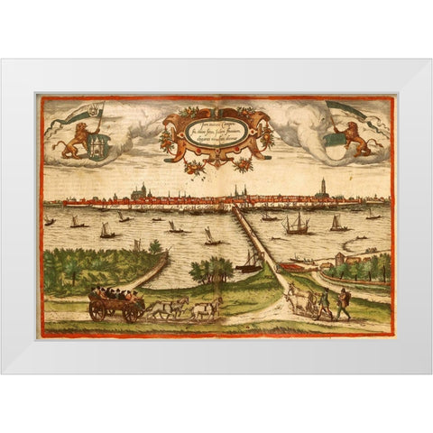 Kampan Germany White Modern Wood Framed Art Print by Hogenberg, Braun