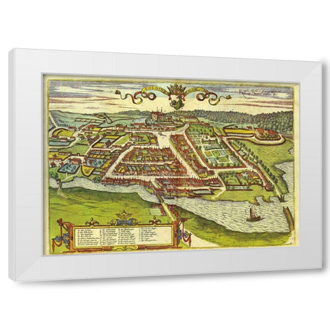 Kolding Denmark  White Modern Wood Framed Art Print by Hogenberg, Braun