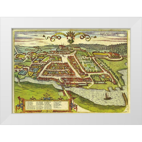 Kolding Denmark  White Modern Wood Framed Art Print by Hogenberg, Braun