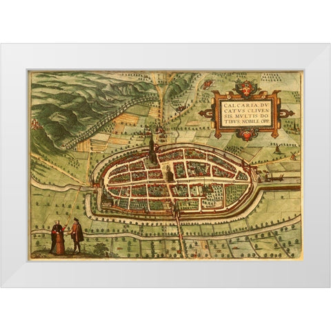 Kalkar Germany White Modern Wood Framed Art Print by Hogenberg, Braun