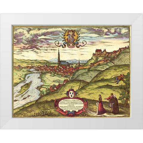 Landshut Germany White Modern Wood Framed Art Print by Hogenberg, Braun