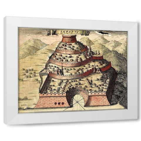 Lepanto Greece White Modern Wood Framed Art Print by Hogenberg, Braun