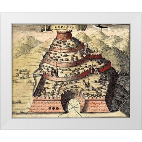 Lepanto Greece White Modern Wood Framed Art Print by Hogenberg, Braun