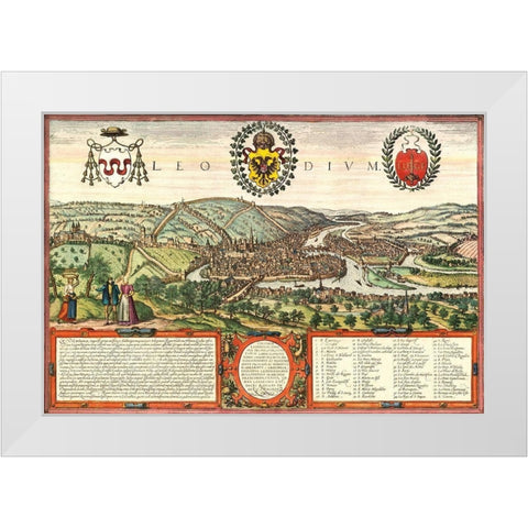 Liege Belgium White Modern Wood Framed Art Print by Hogenberg, Braun