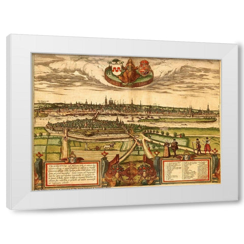 Maastricht Netherlands Holland White Modern Wood Framed Art Print by Hogenberg, Braun