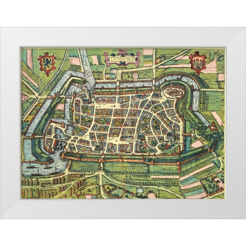 Edinburgh Scotland White Modern Wood Framed Art Print by Hogenberg, Braun