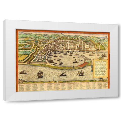 Messina Italy White Modern Wood Framed Art Print by Hogenberg, Braun