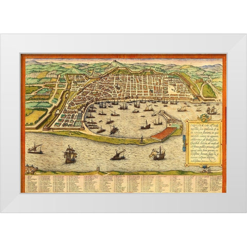 Messina Italy White Modern Wood Framed Art Print by Hogenberg, Braun
