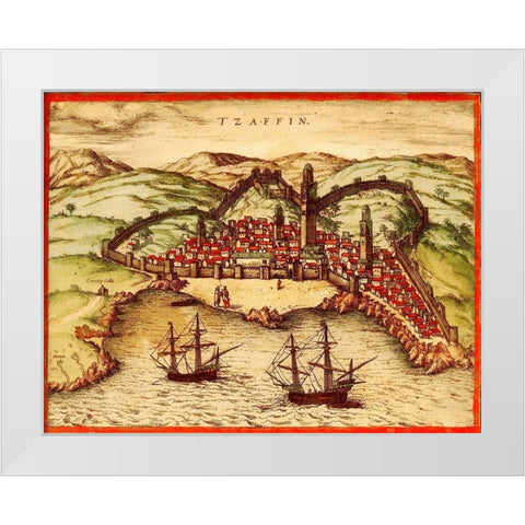 Safi Morocco White Modern Wood Framed Art Print by Hogenberg, Braun