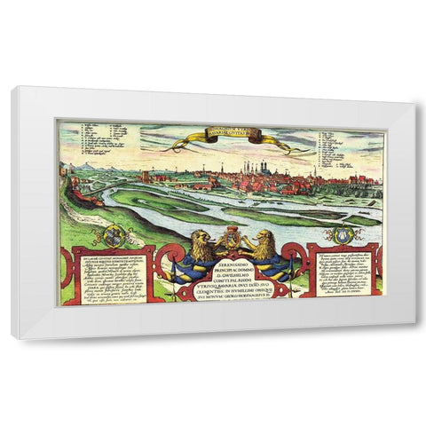 Munich Munchen Germany White Modern Wood Framed Art Print by Hogenberg, Braun
