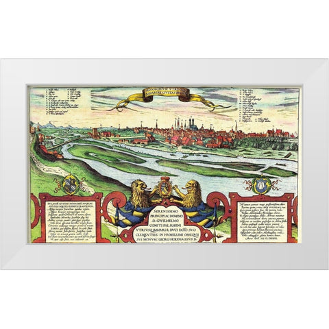 Munich Munchen Germany White Modern Wood Framed Art Print by Hogenberg, Braun