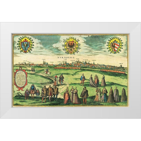Nurnberg Nuremberg Germany White Modern Wood Framed Art Print by Hogenberg, Braun