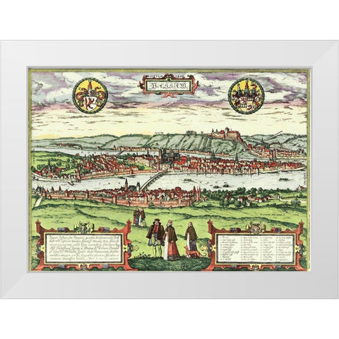 Passau Germany White Modern Wood Framed Art Print by Hogenberg, Braun
