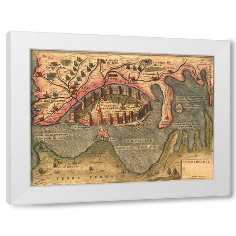 Island Khalkis Dalmatia White Modern Wood Framed Art Print by Pinargenti