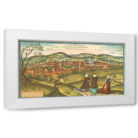 Dacia Romania White Modern Wood Framed Art Print by Hogenberg, Braun