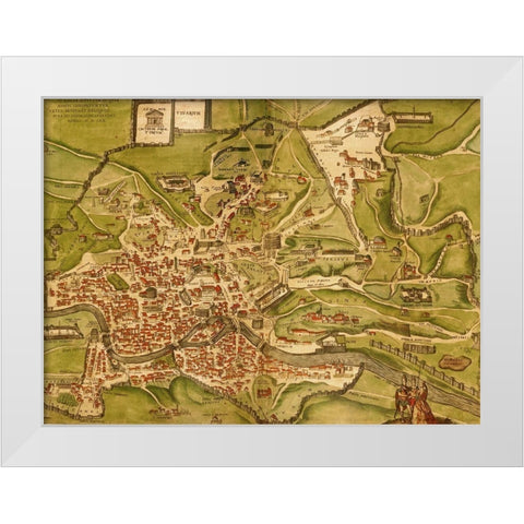 Rome Italy White Modern Wood Framed Art Print by Hogenberg, Braun