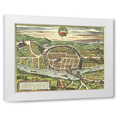 Saintes France White Modern Wood Framed Art Print by Hogenberg, Braun