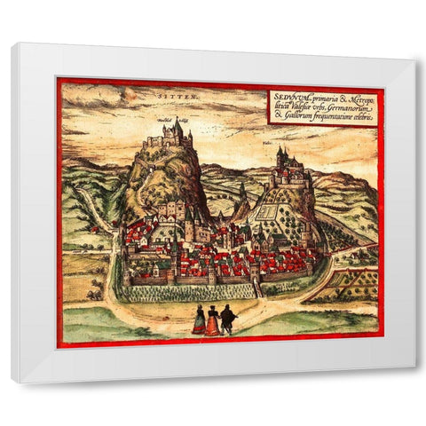 Sion Switzerland White Modern Wood Framed Art Print by Hogenberg, Braun
