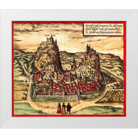Sion Switzerland White Modern Wood Framed Art Print by Hogenberg, Braun