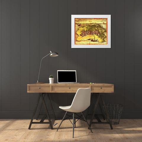 Kilwa Tanzania White Modern Wood Framed Art Print by Hogenberg, Braun