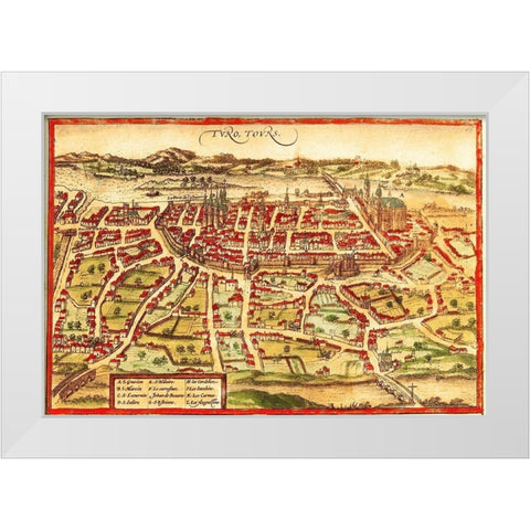 Toulon France White Modern Wood Framed Art Print by Hogenberg, Braun