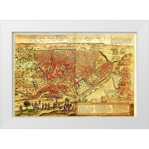 Cairo Egypt White Modern Wood Framed Art Print by Hogenberg, Braun