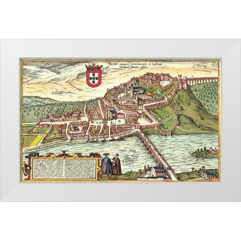 Coimbra Portugal White Modern Wood Framed Art Print by Hogenberg, Braun