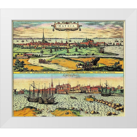 Denmark White Modern Wood Framed Art Print by Hogenberg, Braun