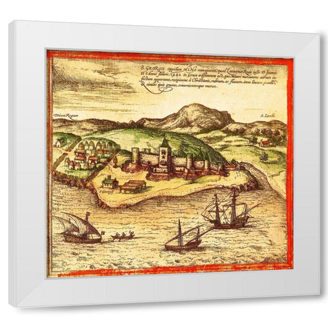 Africa White Modern Wood Framed Art Print by Hogenberg, Braun