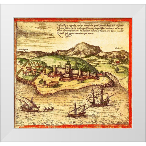 Africa White Modern Wood Framed Art Print by Hogenberg, Braun