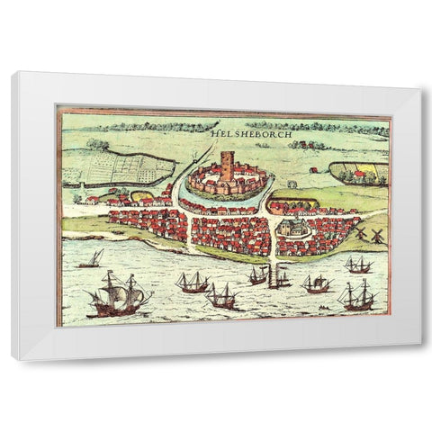 Sweden White Modern Wood Framed Art Print by Hogenberg, Braun