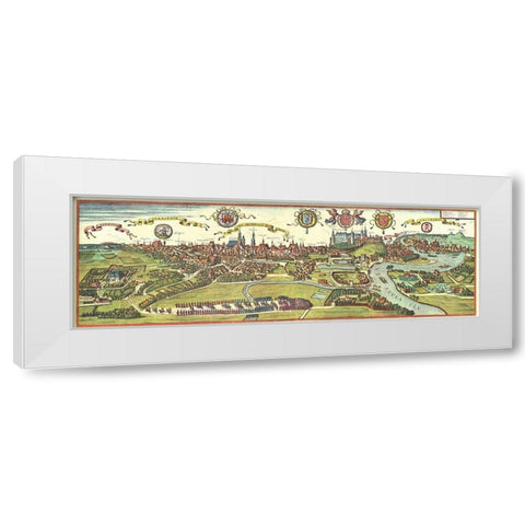 Poland White Modern Wood Framed Art Print by Hogenberg, Braun