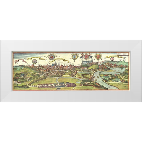 Poland White Modern Wood Framed Art Print by Hogenberg, Braun