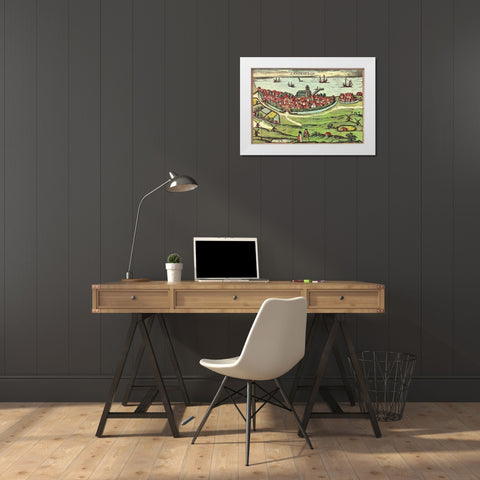 Denmark White Modern Wood Framed Art Print by Hogenberg, Braun