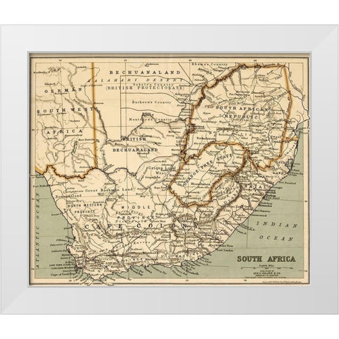 South Africa 1899 White Modern Wood Framed Art Print by George Walker and Co