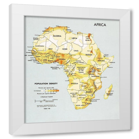 Africa Population Density  White Modern Wood Framed Art Print by CIA