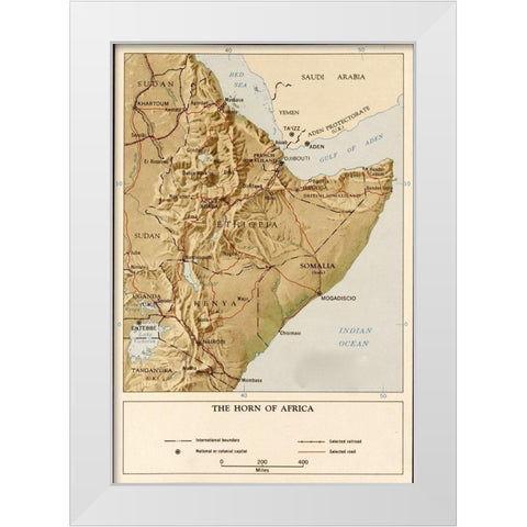 Horn of Africa 1969 White Modern Wood Framed Art Print by CIA
